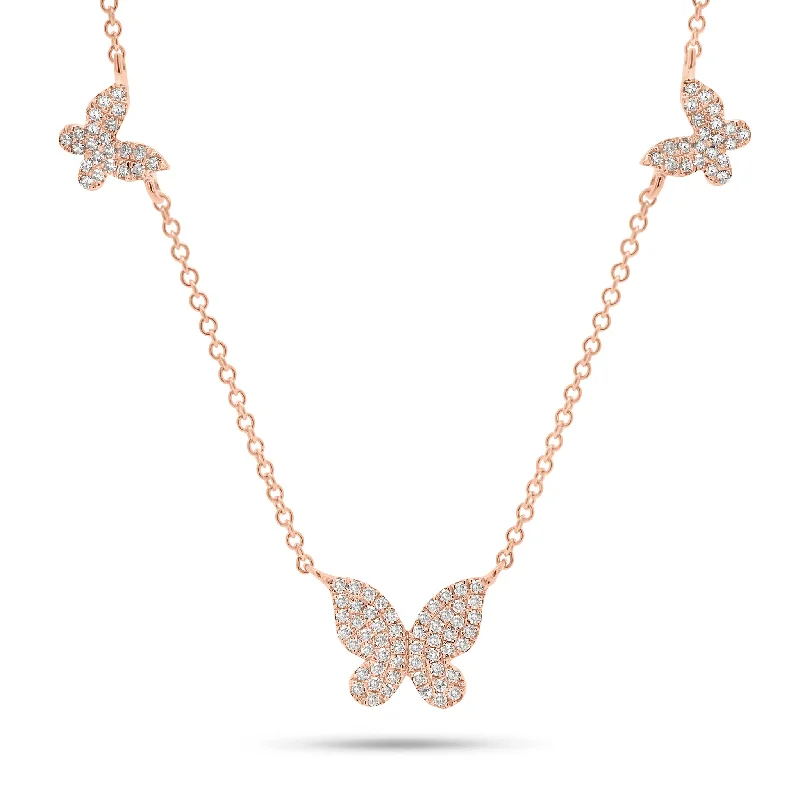 Exclusive Members - Only Sale Classic Diamond Ring Pave Diamond Butterfly Trio Necklace