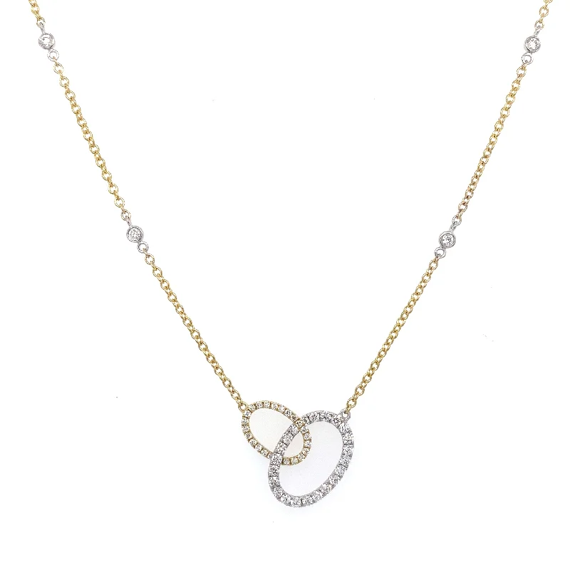 Clearance Sale Elegant Ring 14 Karat Yellow/White Gold Diamond Pendant Necklace