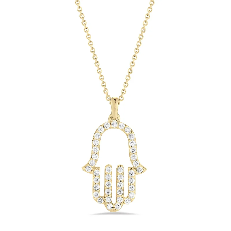 Don't Miss Your Chance Elegant Pendant Diamond Hamsa Pendant Necklace