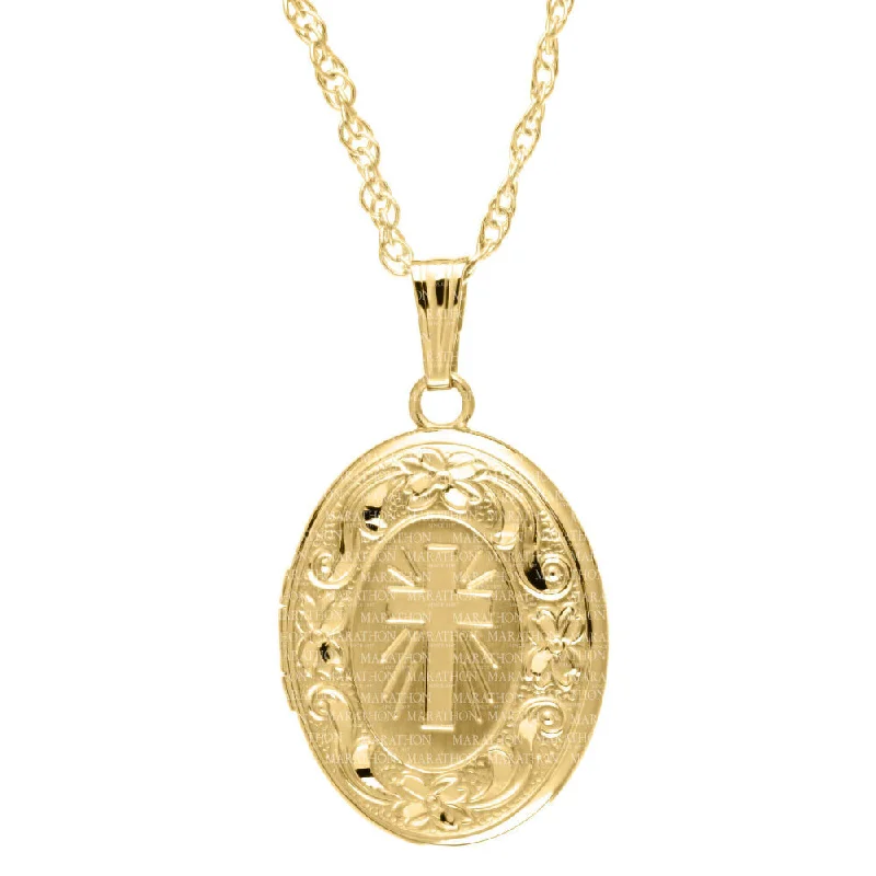 Unbeatable Savings Await Chic Necklace 14k Locket with Embossed Cross