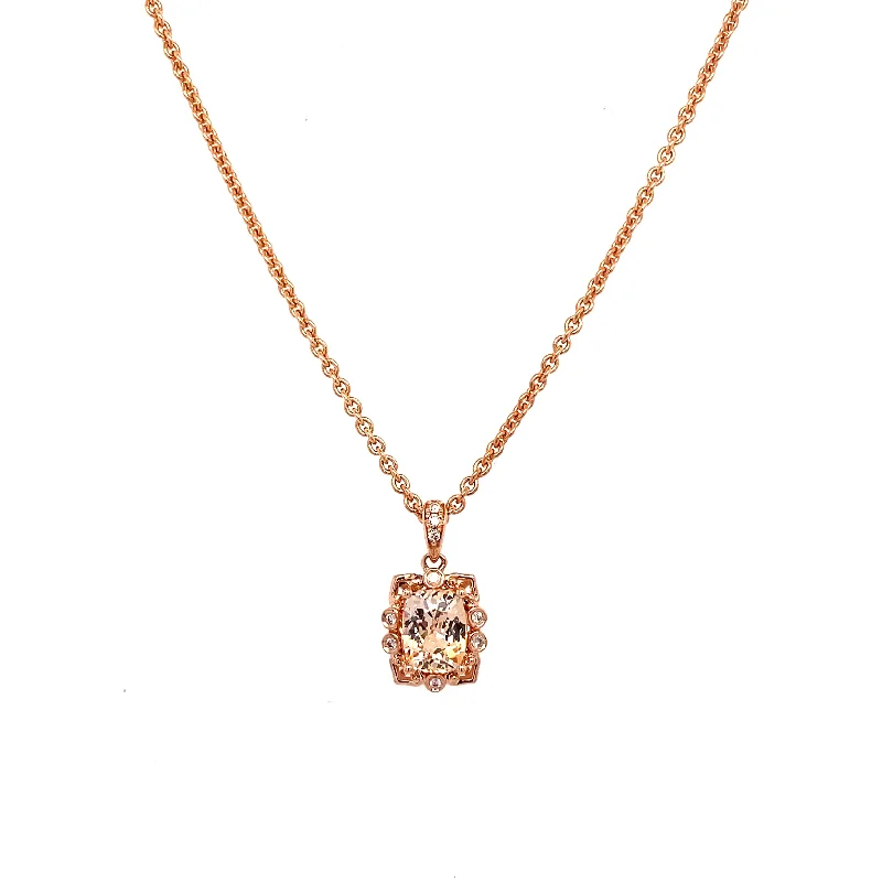 Exclusive Members - Only Sale Tennis Necklace 14K Rose Gold Peach Sapphire Pendant