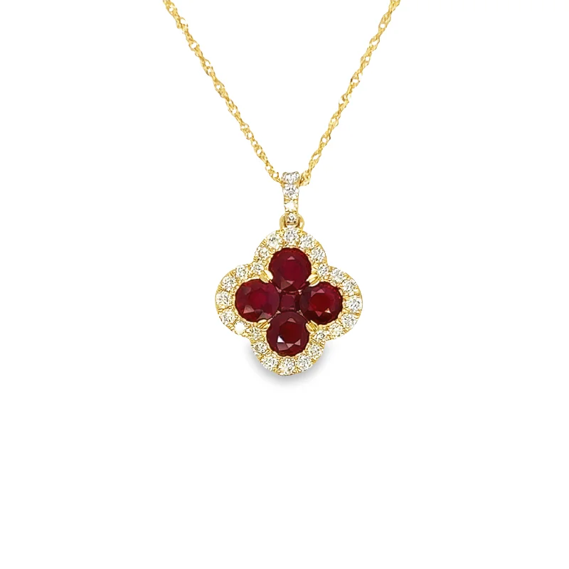Big Savings, Big Smiles Platinum Necklace 14K Yellow Gold Ruby and Diamond Pendant Big Savings, Big Smiles Platinum Necklace 14K Yellow Gold Ruby and Diamond Pendant