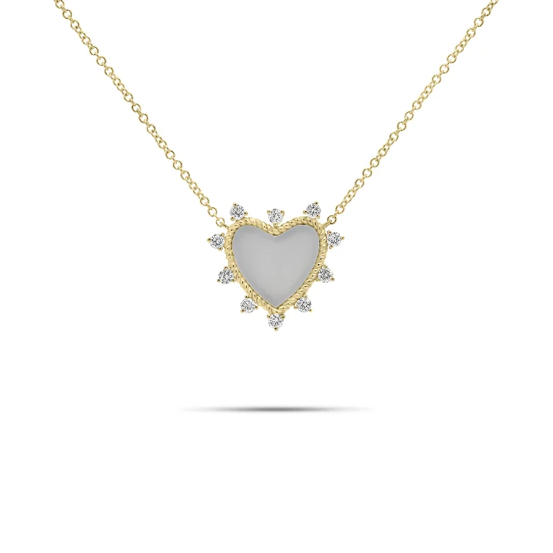 Limited - Edition Collections Now on Sale Silver Pendant Diamond & Mother of Pearl Heart Pendant Necklace