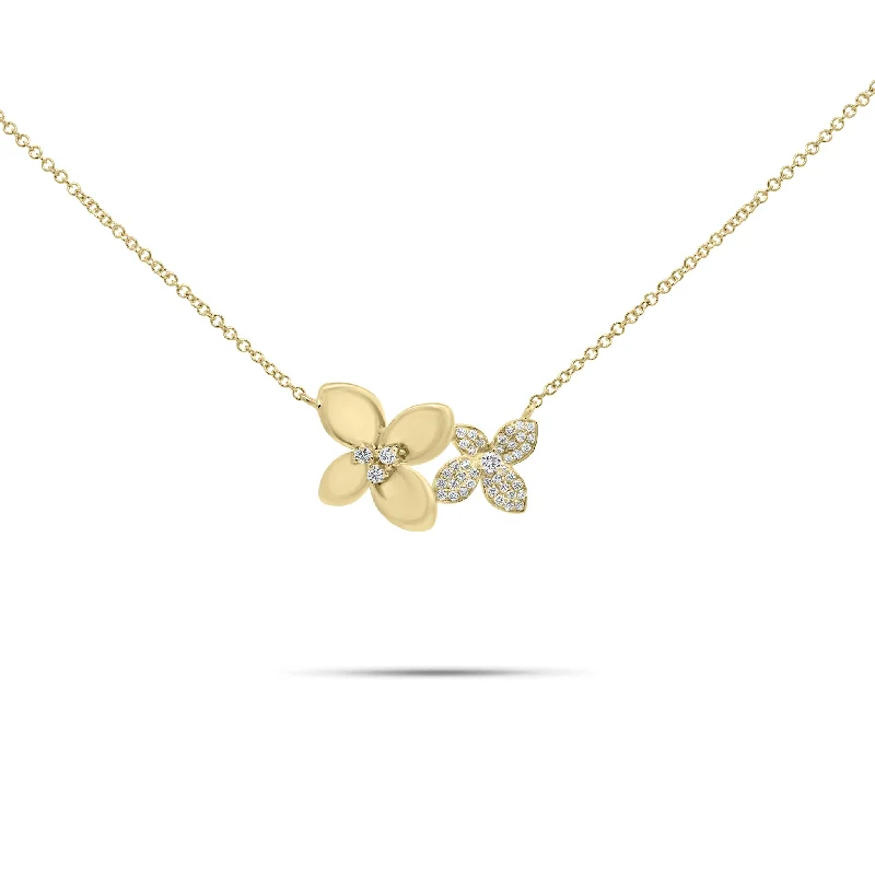 Shop Now, Save Big Bucks Elegant Chain Diamond Flower Duo Pendant Necklace