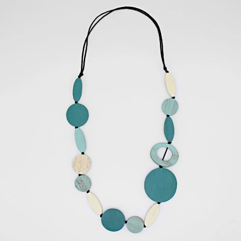 Flash Sale, Grab the Deals Fast Vintage Locket Aqua Wood Geo Shaped Necklace