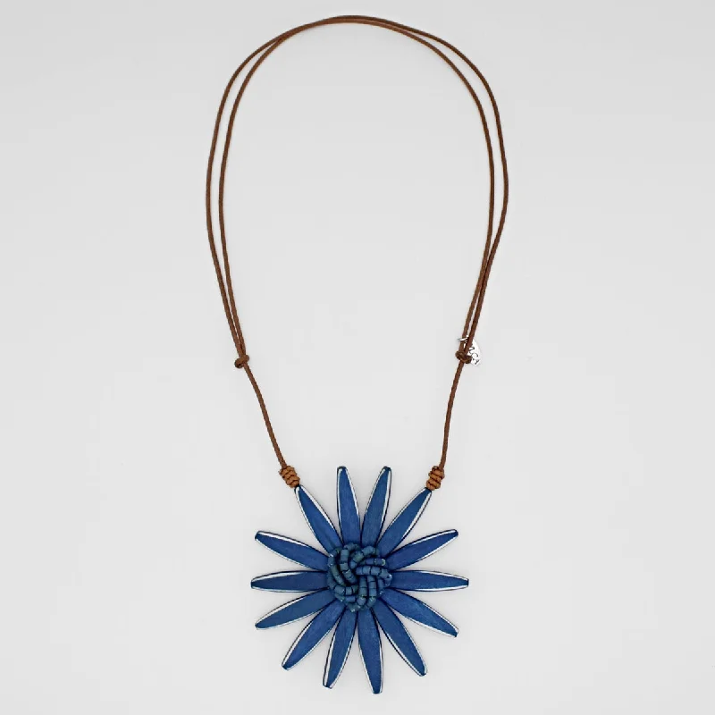 Exclusive Members - Only Sale Silver Choker Blue Amaya Flower Statement Necklace