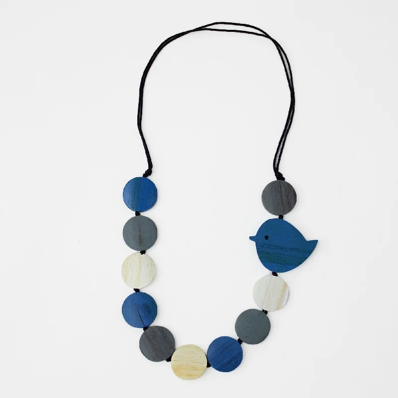 Big Savings, Big Smiles Delicate Necklace Blue Beaded Robin Necklace