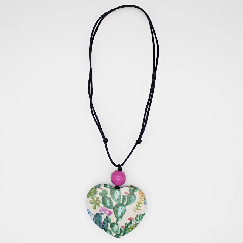 Season - End Clearance Silver Bracelet Cactus Heart Pendant Necklace