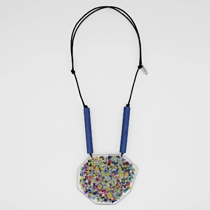 New Arrivals Classic Stud Earrings Blue Confetti Pendant Necklace