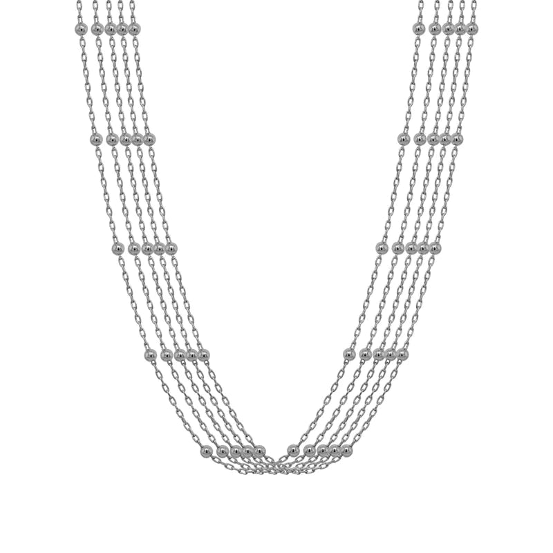 Buy More, Save More Wedding Jewelry Sterling Silver 16-18" 5 Strand and Stationary Beaded Necklace Buy More, Save More Wedding Jewelry Sterling Silver 16-18" 5 Strand and Stationary Beaded Necklace