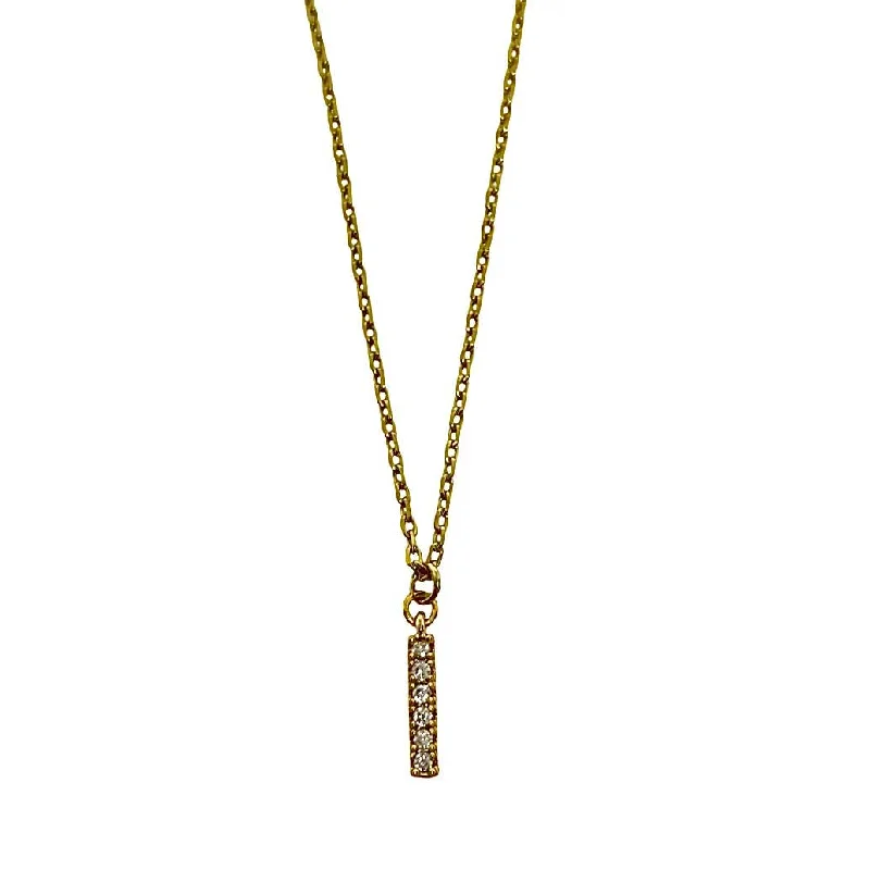 Shop Comfortably at Home Tennis Bracelet Gold Crystal Bar Necklace- Waterproof