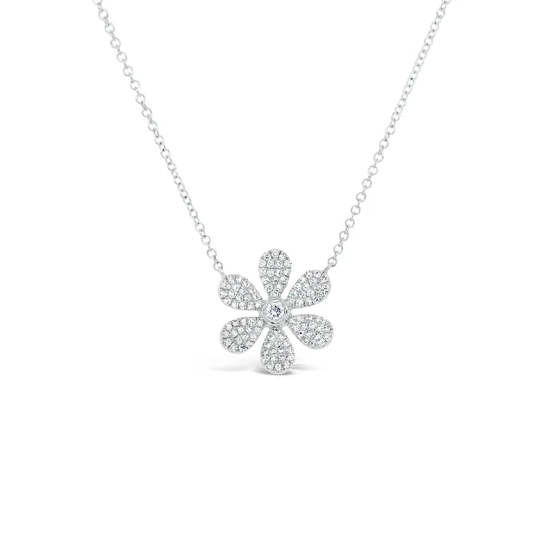 Unbeatable Savings Await Rose Gold Ring Pave Diamond Large Daisy Pendant Necklace