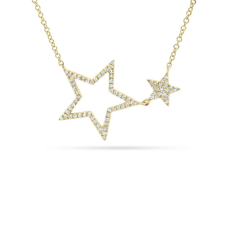 Limited - Time Offer Gold Bangle Diamond Open & Filled Star Necklace