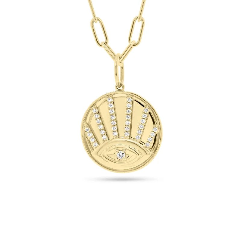 Flash Sale, Grab the Deals Fast Sun Pendant Diamond Evil Eye Disc Pendant