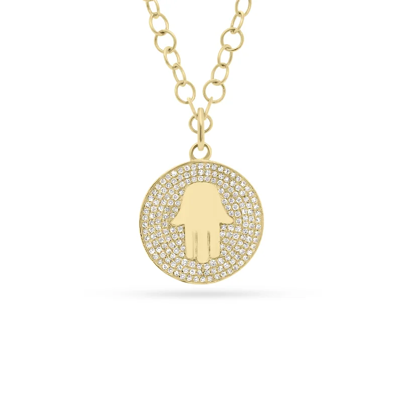 Huge Discounts, Unbeatable Offers Bold Fashion Jewelry Diamond Hamsa Disc Pendant