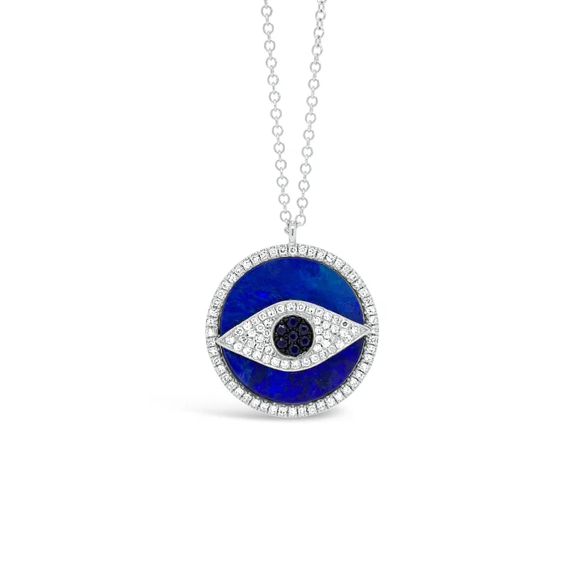Clearance Sale, Steal Great Bargains Halo Ring Opal & Diamond Evil Eye Pendant Necklace Clearance Sale, Steal Great Bargains Halo Ring Opal & Diamond Evil Eye Pendant Necklace