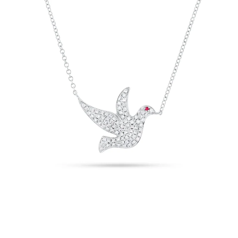 Don't Miss Your Chance Stylish Earrings Diamond & Ruby Dove Pendant