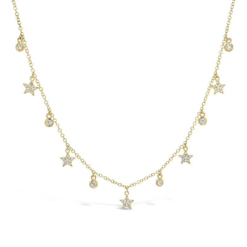 Unbeatable Savings Await Round Cut Ring Diamond Star Drip Necklace