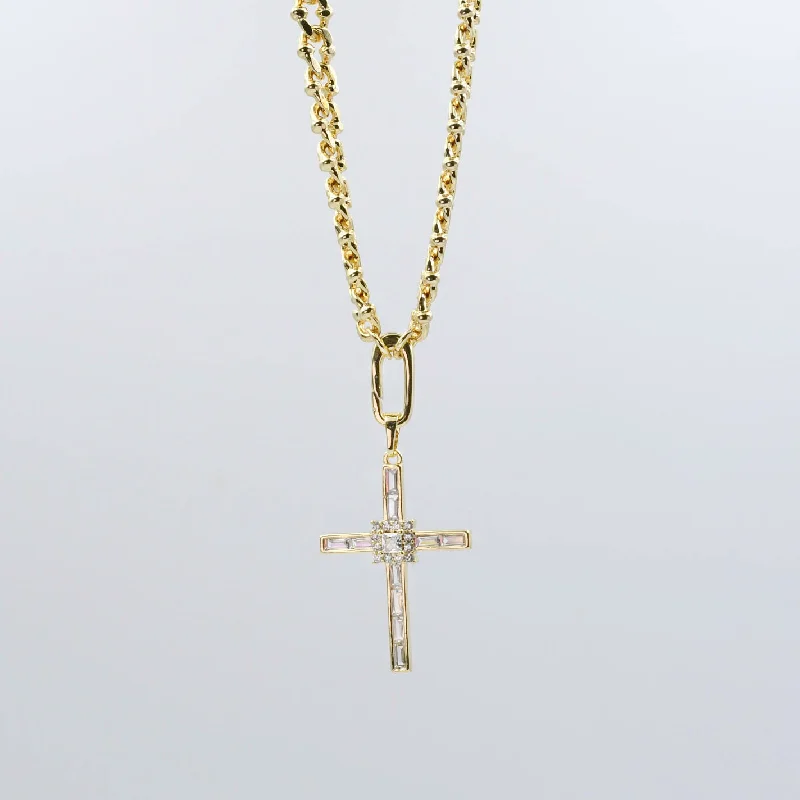 Limited - Time Offer Birthstone Pendant Elegant Cross Gold Necklace I-29