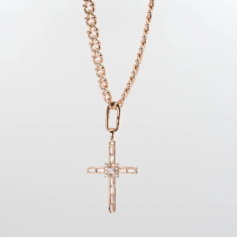 New Arrivals Art Deco Necklace Elegant Cross Rose Gold Necklace I-29