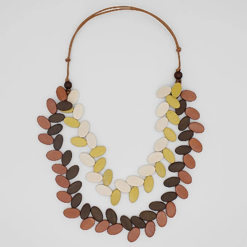 Clearance Sale Choker Necklace Giada Cocoa Cream Dual Strand Necklace