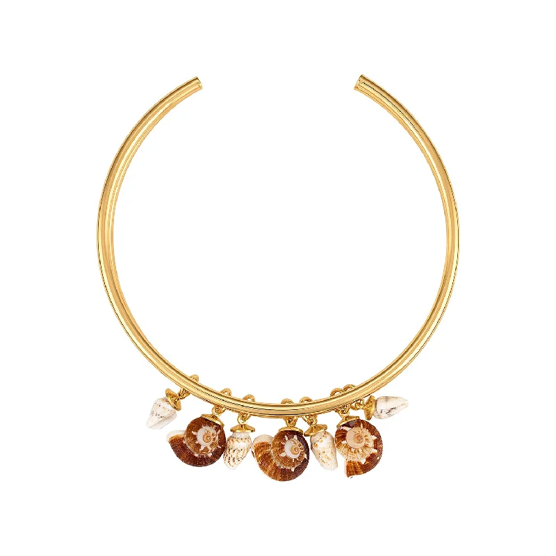 Limited - Edition Collections Now on Sale White Gold Necklace Gold Shell Choker