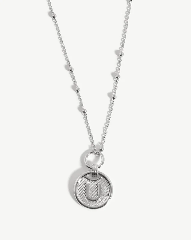 Clearance Sale White Gold Necklace Initial Pendant Necklace - Initial U | Sterling Silver Clearance Sale White Gold Necklace Initial Pendant Necklace - Initial U | Sterling Silver