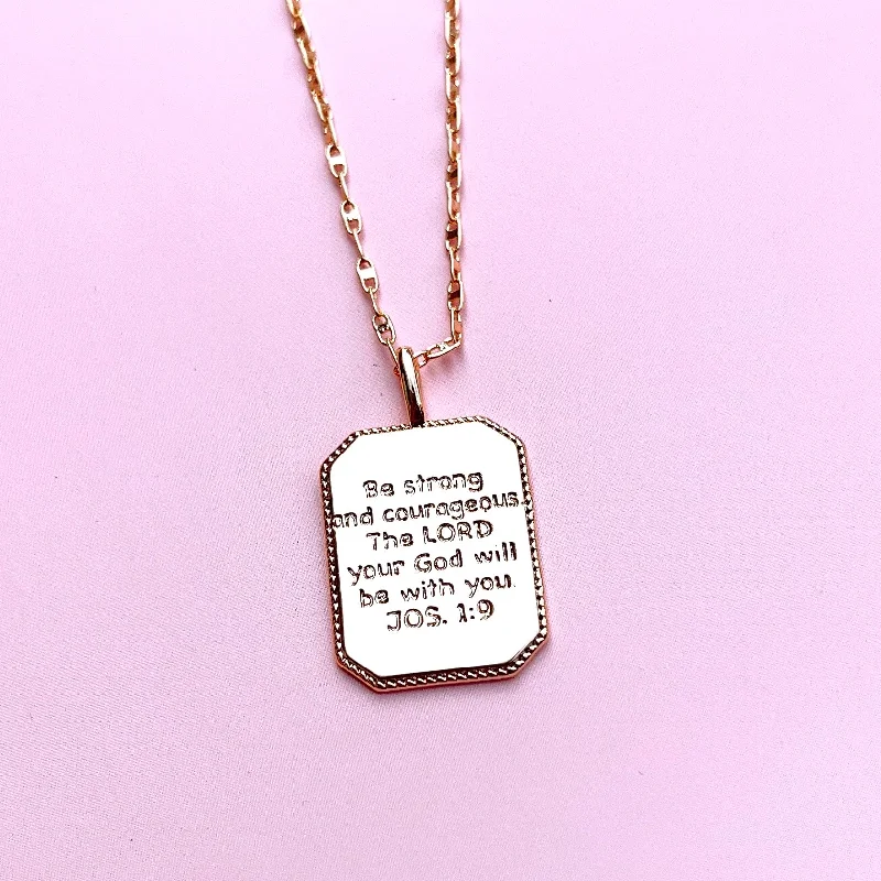 Unbeatable Savings Await Yellow Gold Ring Joshua 1:9 Necklace I-49