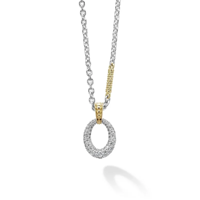 Big Savings, Big Smiles Stylish Bracelet Lagos Lux Two Tone Oval Diamond Pendant Necklace Big Savings, Big Smiles Stylish Bracelet Lagos Lux Two Tone Oval Diamond Pendant Necklace