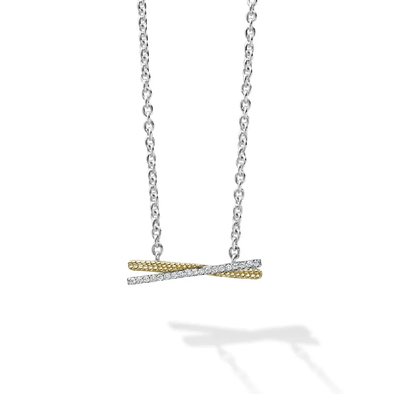 New Arrivals Personalized Necklace Lagos Lux Two Tone X Diamond Necklace