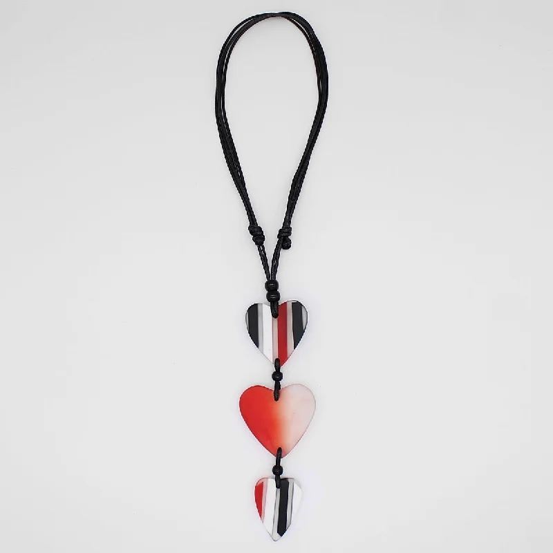 Massive Clearance Sale Minimalist Ring Mariee Red Striped Heart Pendant