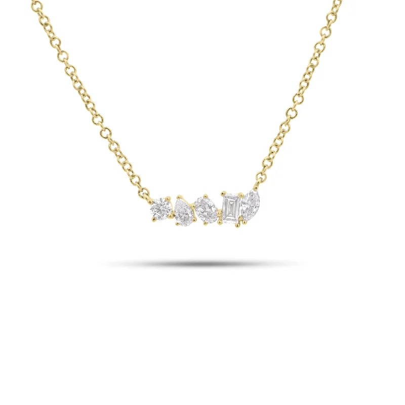 Limited - Edition Collections Now on Sale Large Hoop Earrings Multi-Shape Diamond 5-Stone Bar Pendant Necklace Limited - Edition Collections Now on Sale Large Hoop Earrings Multi-Shape Diamond 5-Stone Bar Pendant Necklace