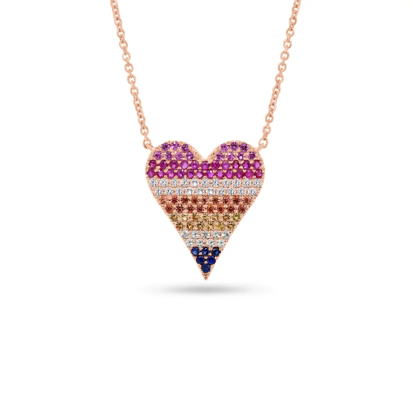 Clearance Sale Elegant Ring Multicolor Gemstone Heart Pendant