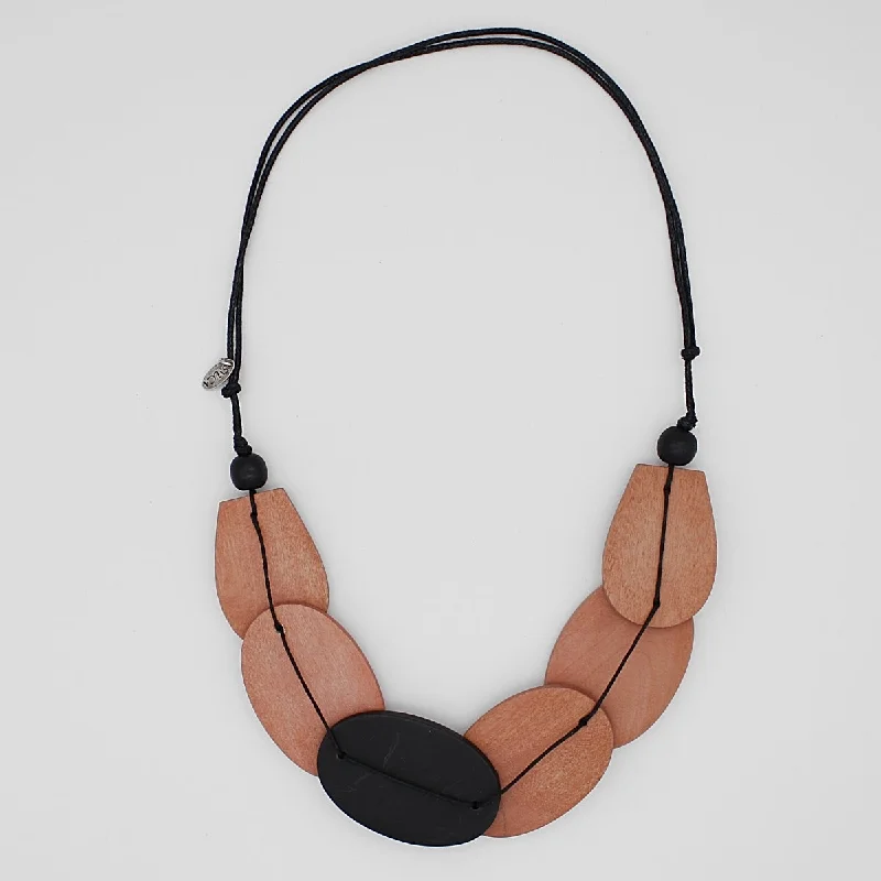 New Arrivals Silver Chain Peach Wooden Flynn Necklace