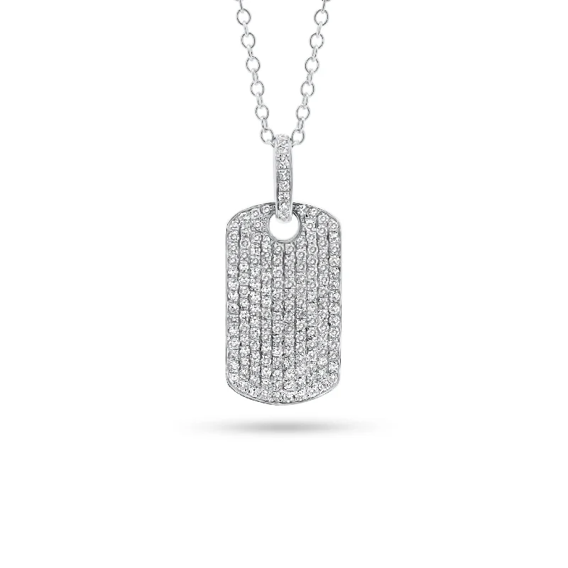 Be the First to Rock the Latest Trends Bridal Earrings Pave Diamond Dog Tag Necklace with Diamond Bail Be the First to Rock the Latest Trends Bridal Earrings Pave Diamond Dog Tag Necklace with Diamond Bail