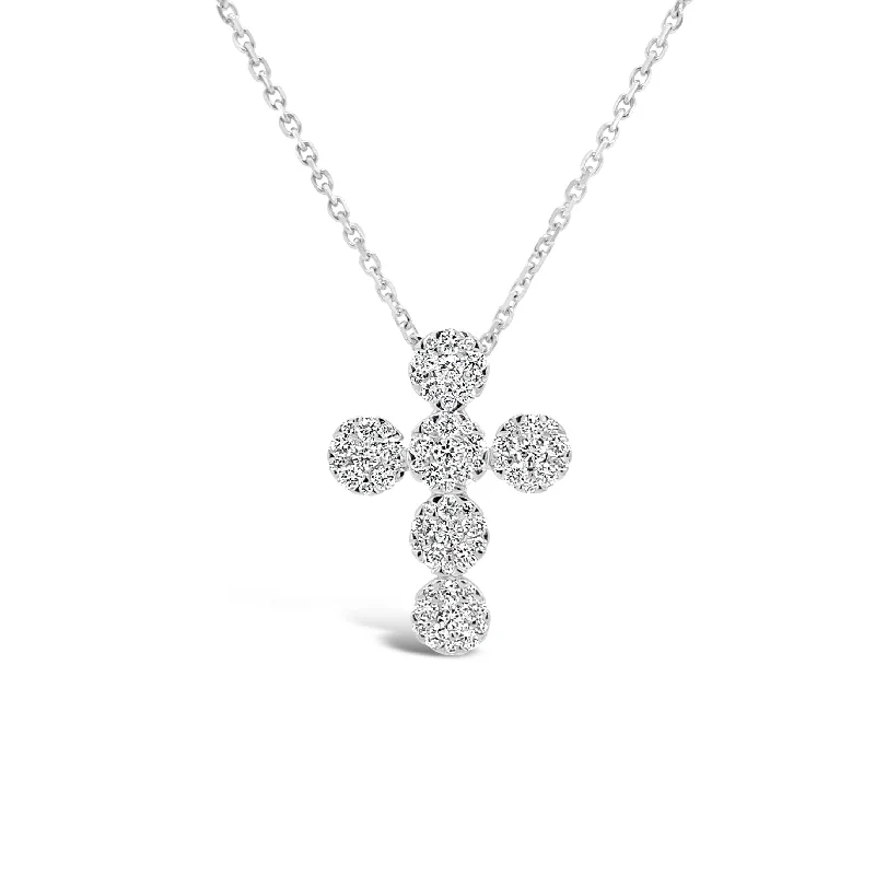 Big Savings, Big Smiles Huggie Earrings Pave Diamond Rounded Cross Pendant Necklace