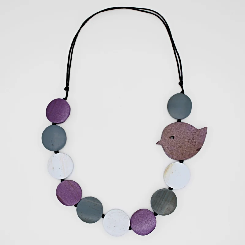Big Savings, Big Smiles Personalized Jewelry Purple Beaded Robin Necklace