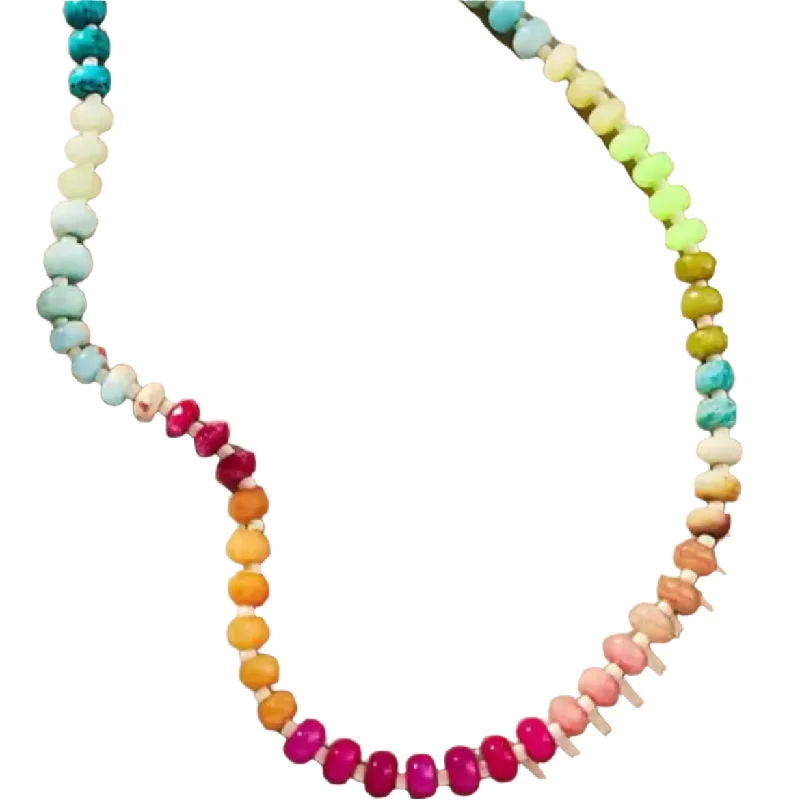 Clearance Sale, Steal Great Bargains Bohemian Necklace Rainbow Stone Necklace - Pastel Brights