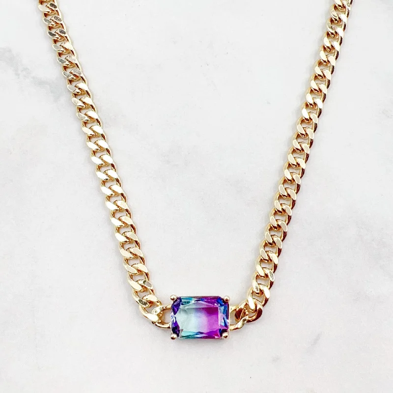 Shop Now, Save Big Bucks Gold Necklace Royal Gem Purple/Blue Necklace M5