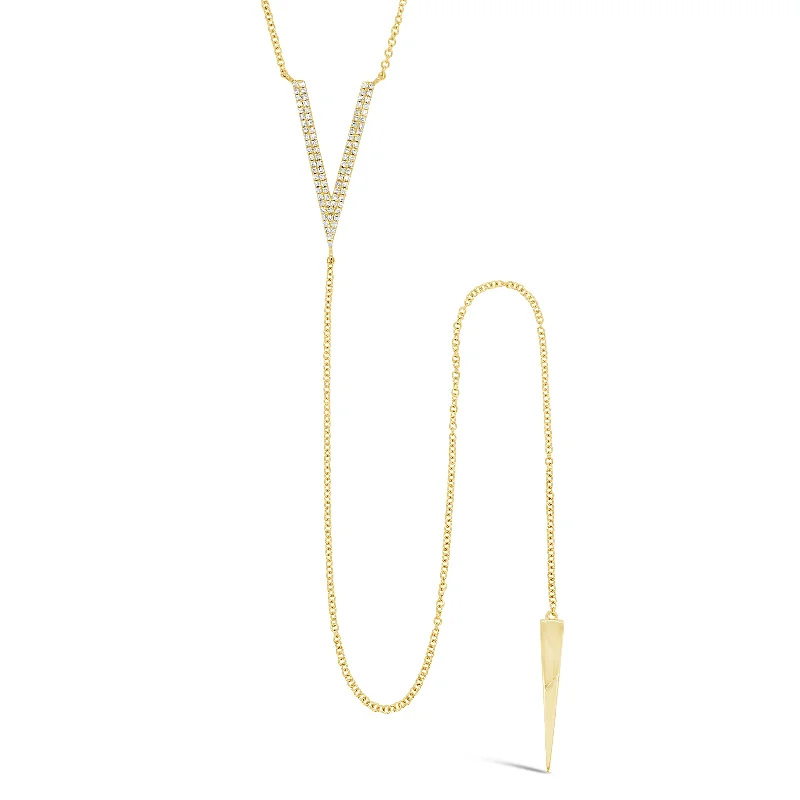 Be the First to Rock the Latest Trends Luxury Earrings Diamond 'V' Lariat Necklace