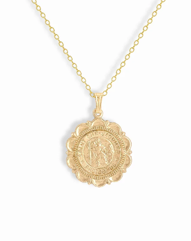 Shop Comfortably at Home Simple Earrings St. Christopher Coin Necklace