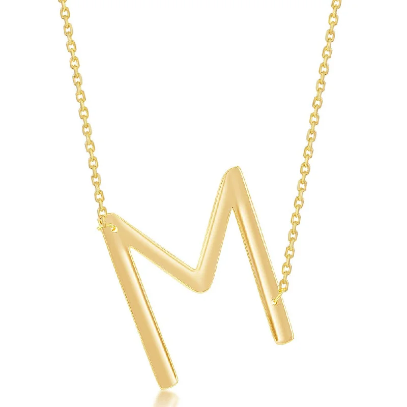 New Arrivals on Discount Bohemian Necklace Sterling Silver with Yellow Large Initial-M