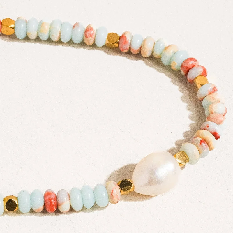 Season - End Clearance Gemstone Bracelet Swank Non-Tarnish Boho Aqua Sea Sediment Beaded Pearl Necklace Season - End Clearance Gemstone Bracelet Swank Non-Tarnish Boho Aqua Sea Sediment Beaded Pearl Necklace