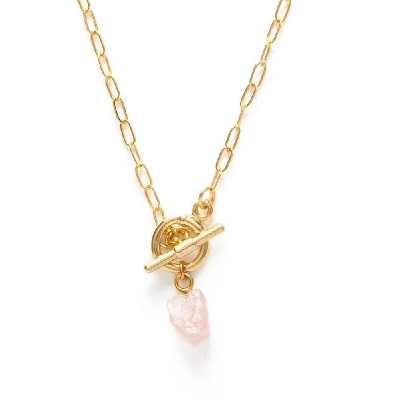 Clearance Sale Chain Bracelet Toggle Clasp with Gemstone Necklace: Rose Quartz