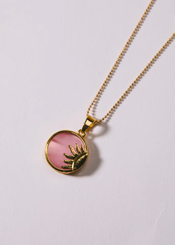 Exclusive Members - Only Sale Gold Hoop Earrings Pink Transparent Sun Necklace