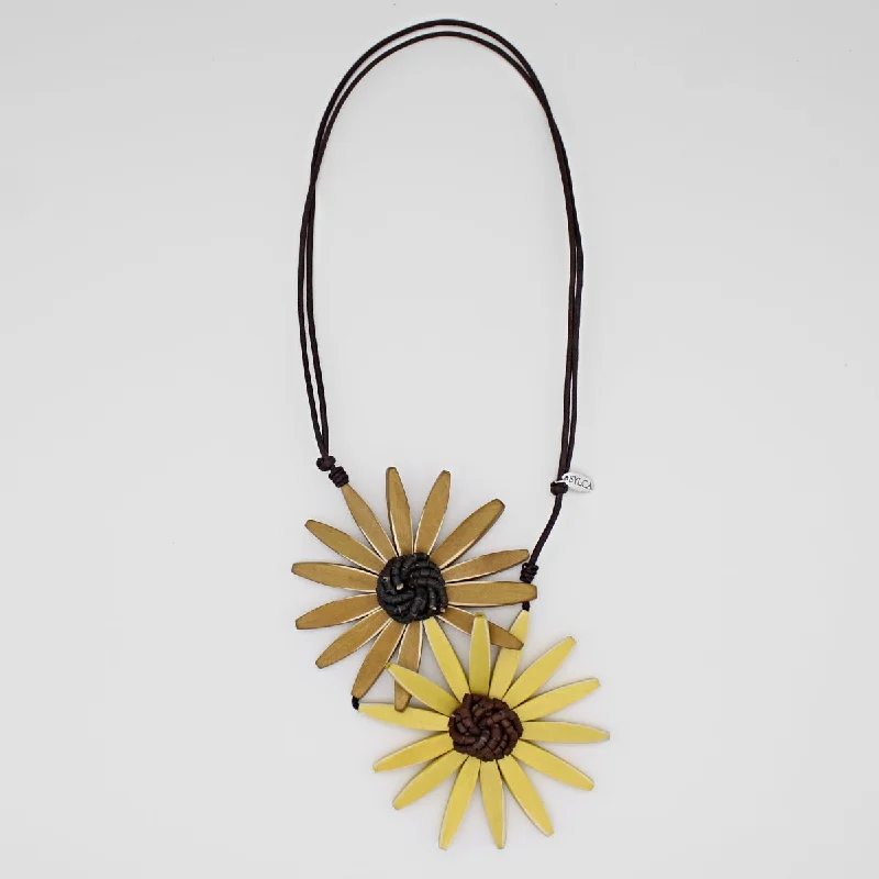 Season - End Clearance Stackable Bracelet Yellow Amaya Double Flower Statement Necklace Season - End Clearance Stackable Bracelet Yellow Amaya Double Flower Statement Necklace
