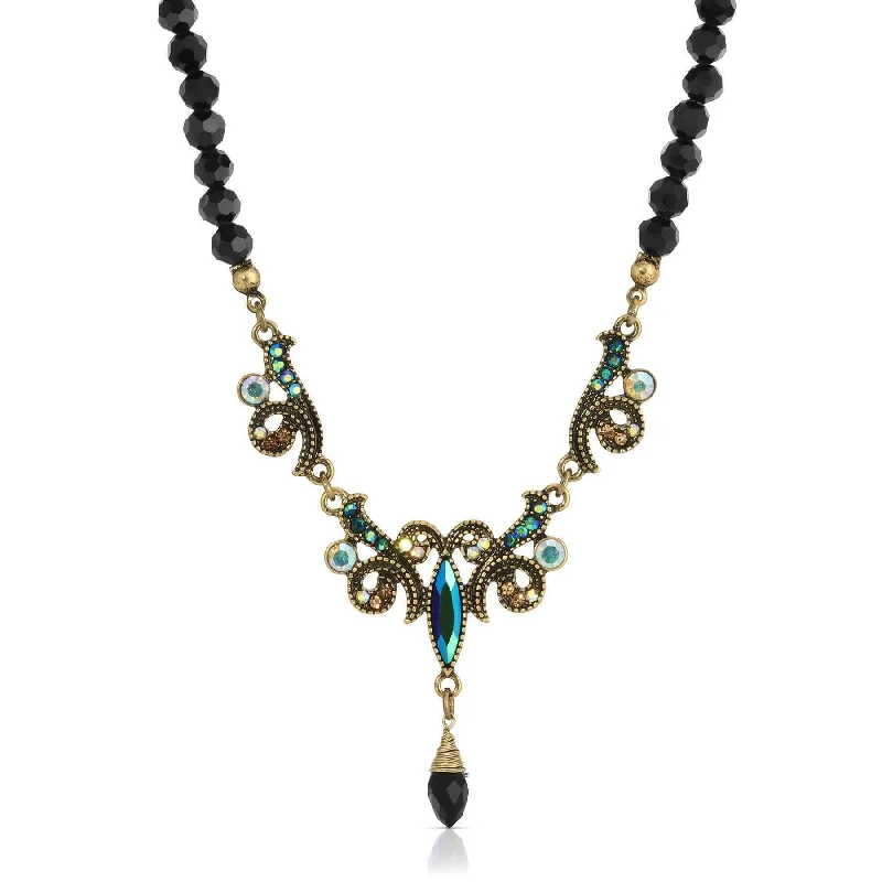 Unbeatable Savings Await Layered Bracelet 1928 Jewelry Peacock Plumage Black Beaded Art Nouveau Style Multi AB Glass Stone Drop Pendant Necklace 16" + 3" Extender Unbeatable Savings Await Layered Bracelet 1928 Jewelry Peacock Plumage Black Beaded Art Nouveau Style Multi AB Glass Stone Drop Pendant Necklace 16" + 3" Extender