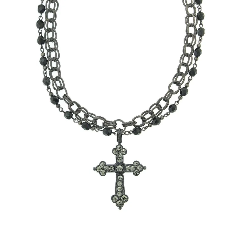 Limited - Edition Collections Now on Sale Elegant Jewelry 1928 Jewelry Jet Black Diamond Crystal Cross Chain Necklace 16" + 3" Extender Limited - Edition Collections Now on Sale Elegant Jewelry 1928 Jewelry Jet Black Diamond Crystal Cross Chain Necklace 16" + 3" Extender