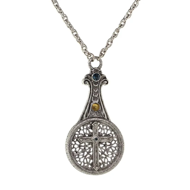 Exclusive Members - Only Sale Minimalist Bracelet 1928 Jewelry Medi Cross Filigree Sliding Magnifying Glass Crystal Necklace 30" - Magnification Power: 2X Exclusive Members - Only Sale Minimalist Bracelet 1928 Jewelry Medi Cross Filigree Sliding Magnifying Glass Crystal Necklace 30" - Magnification Power: 2X