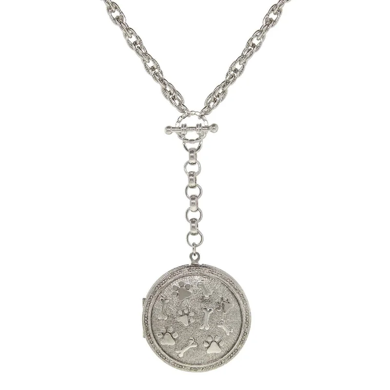 New Arrivals Personalized Bracelet 1928 Jewelry Pewter Round Heart Paws And Bones Drop Locket Necklace 28" New Arrivals Personalized Bracelet 1928 Jewelry Pewter Round Heart Paws And Bones Drop Locket Necklace 28"